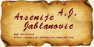 Arsenije Jablanović vizit kartica